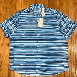 Tommy Bahama Men's M, Bahama Coast Ripple Tides Camp Shirt , Blue Canal, NEW